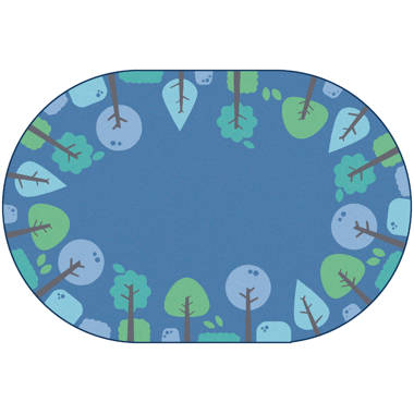 KIDSoft™ Tranquil Trees Rug Oval - Blue - Carpets For Kids