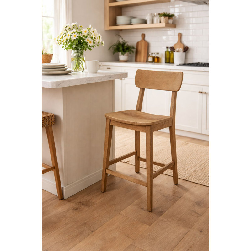 Almaguer Bar & Counter Stool, Counter Stool (24.75" Seat Height), Barnwood Wire-Brush