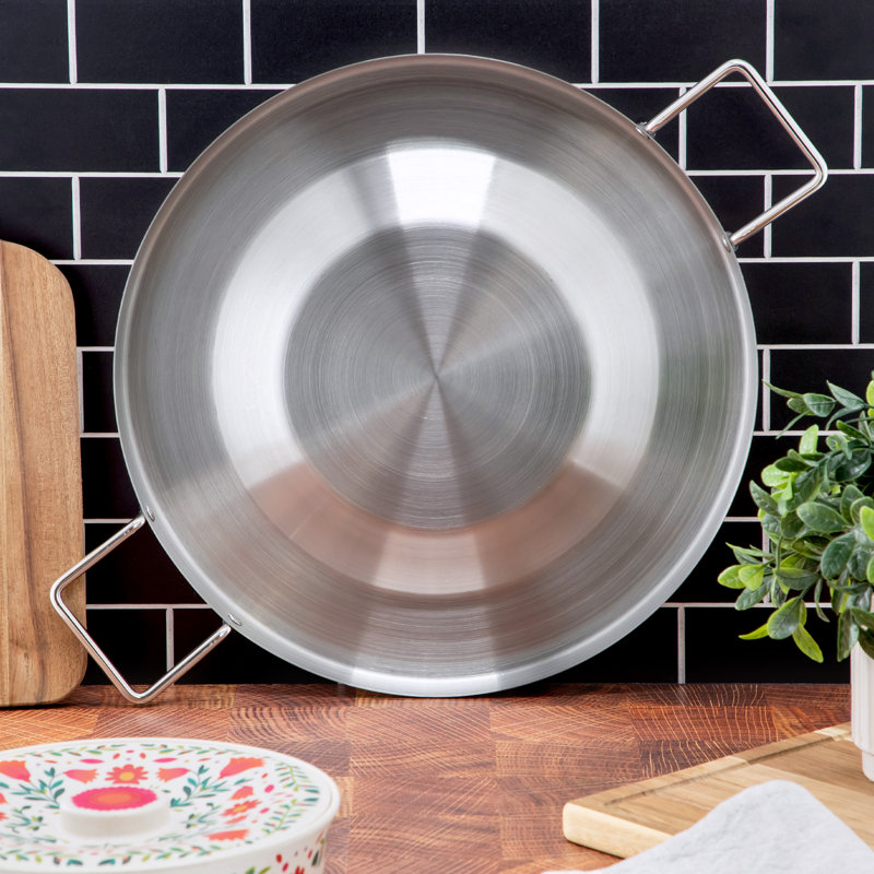 Oster 15.7 Inch Round Stainless Steel Convex Comal with Handles