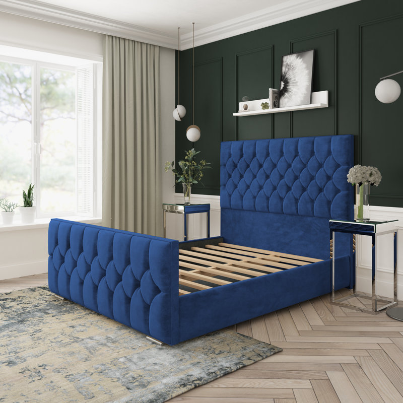 Upholstered Bed, Blue, Super King (6')