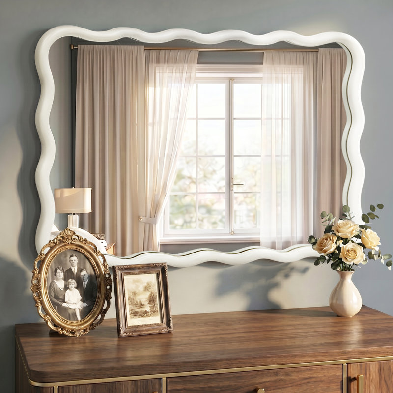 Castin Solid Wood Flat Wall Mirror, 36" x 24", White