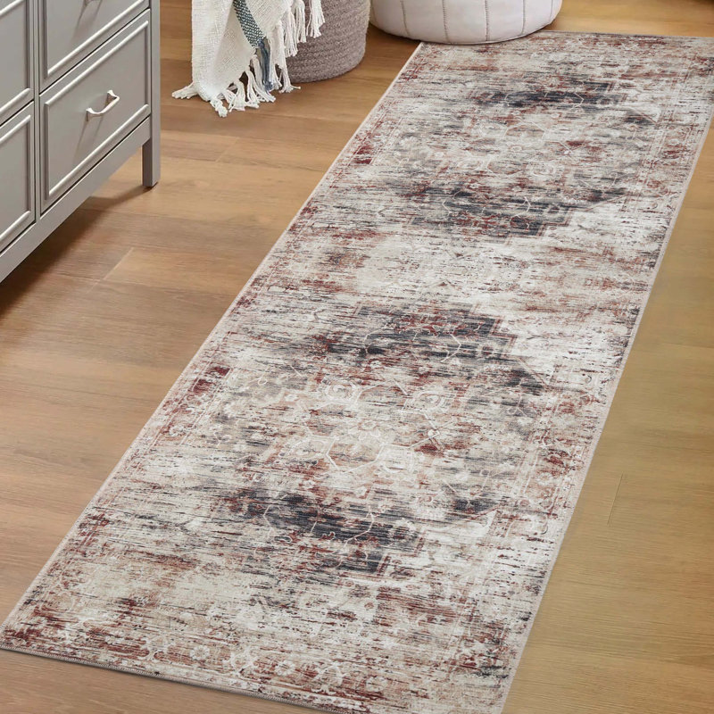 Tapis d'intérieur 100% polyester Bohemian, Tapis de couloir 2 pi 7 po x 8 pi