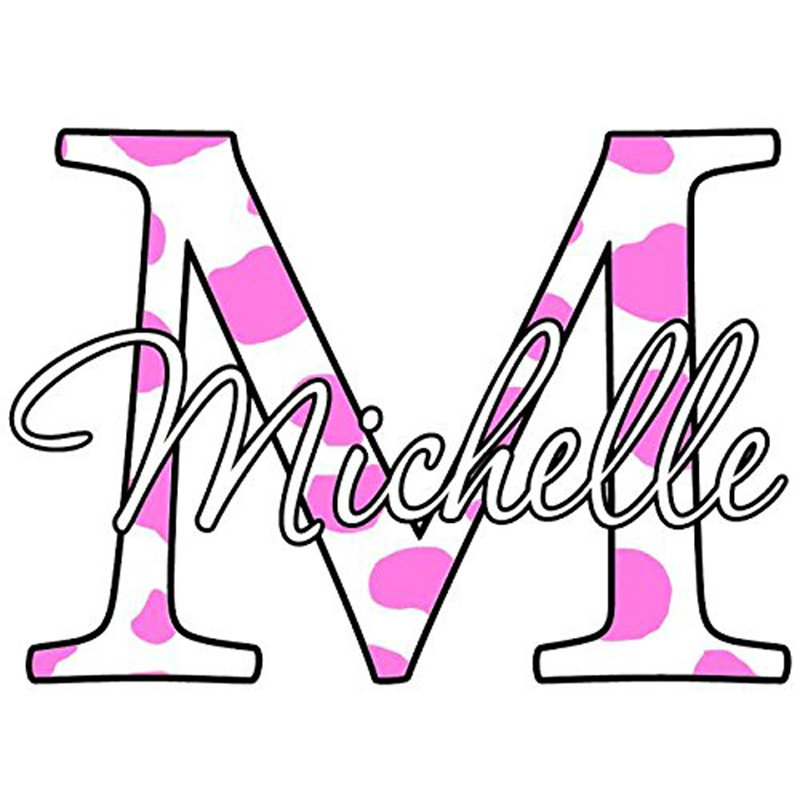 Décalcomanie murale nom imprimé monogramme, H 18 po x l 18 po x P 0,01 po, Rose, Oui