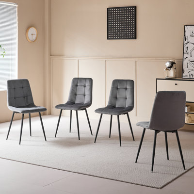 50cm H Velvet Upholstered Metal Side Chair