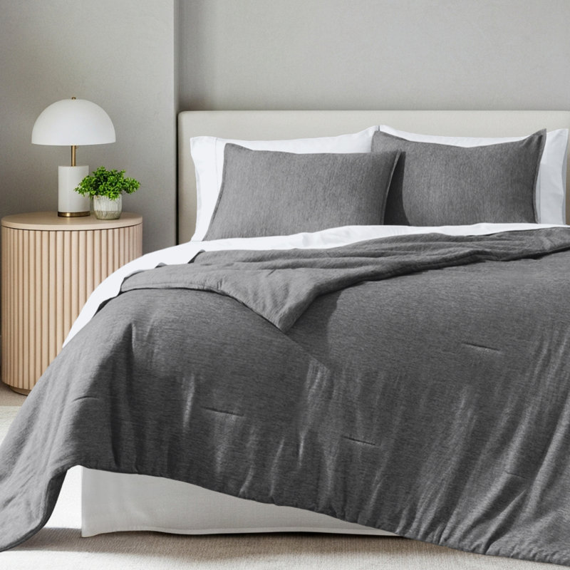 Bare Home Heathered Comforter Set - Ultra-Soft - Goose Down Alternative - All Season Warmth, Heather Gray