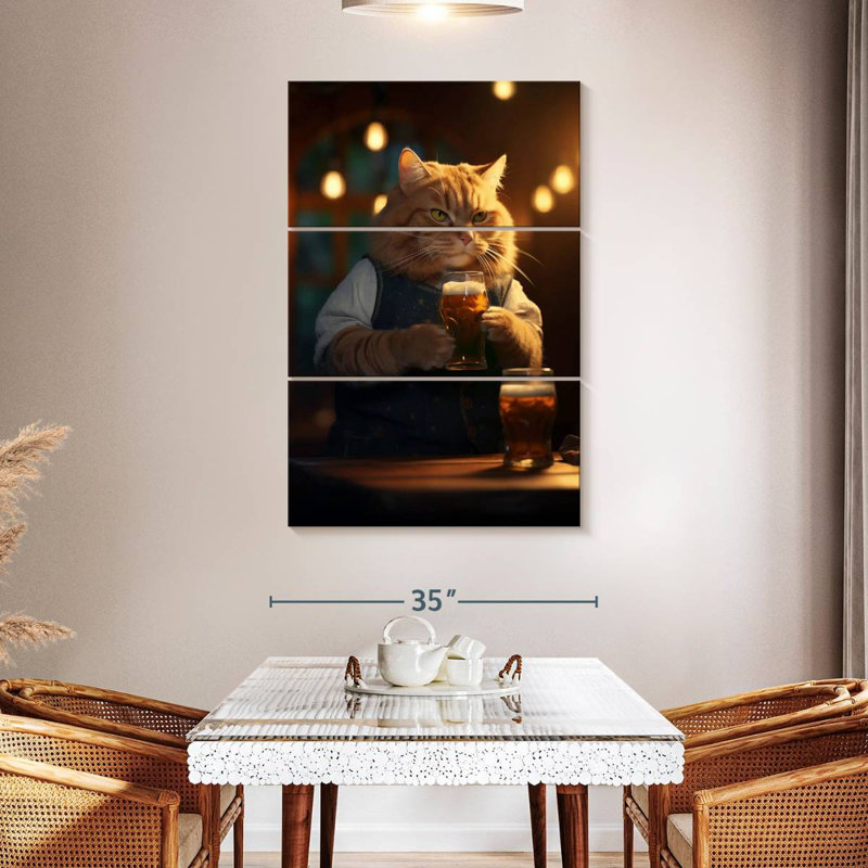 Brampt Orange Tabby Cat Drinking Beer