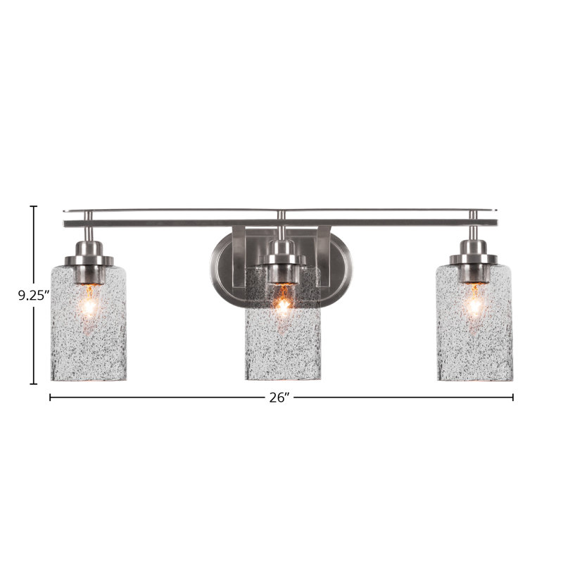 Odyssey 3 Light Bath Bar Shown In Brushed Nickel Finish With 4" Smoke Bubble Glass
