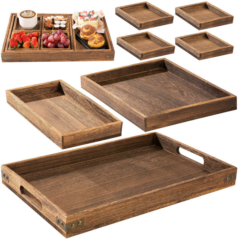 Fynche Solid Wood Tray, Brown