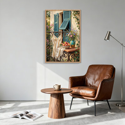 Ensemble de 1 tableau sur toile représentant un balcon immobile