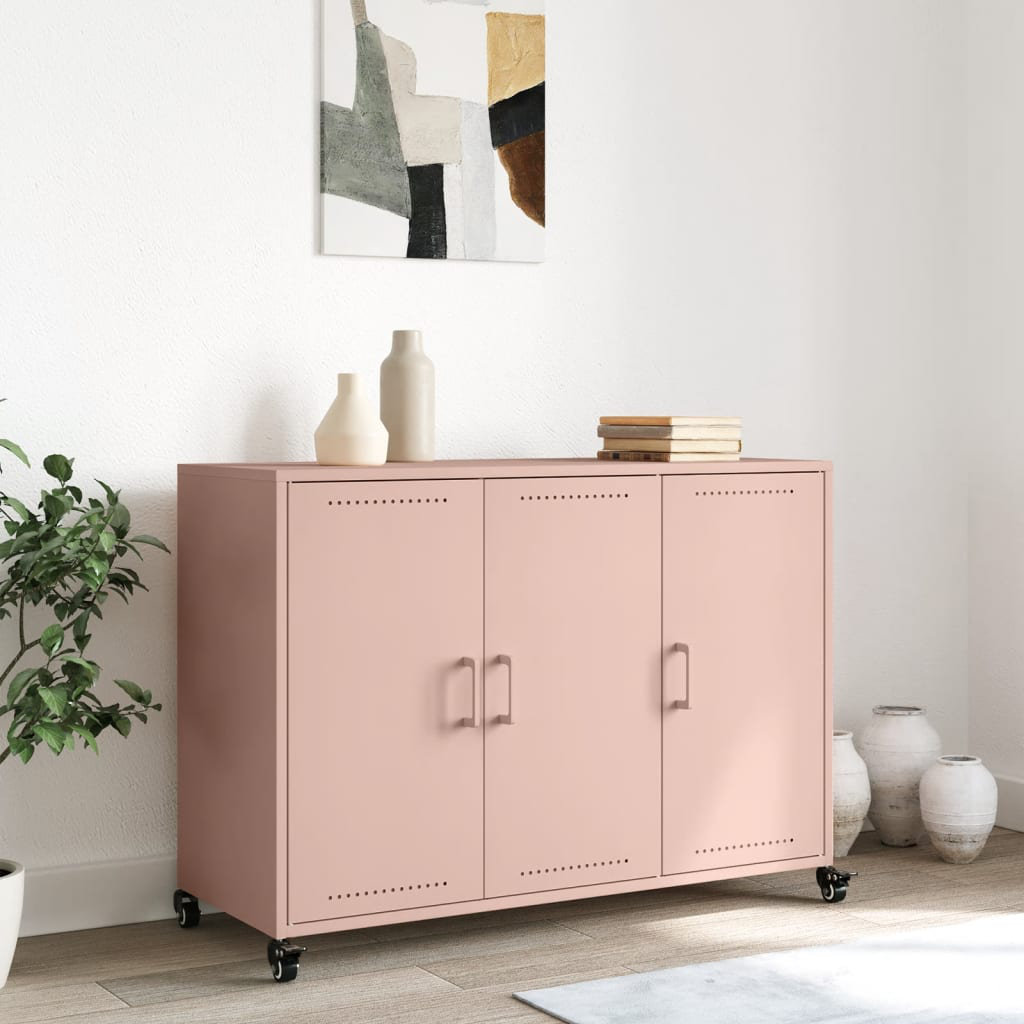 Vidaxl Sideboard Rosa 100,5X39x72 Cm Kaltgewalzter Stahl