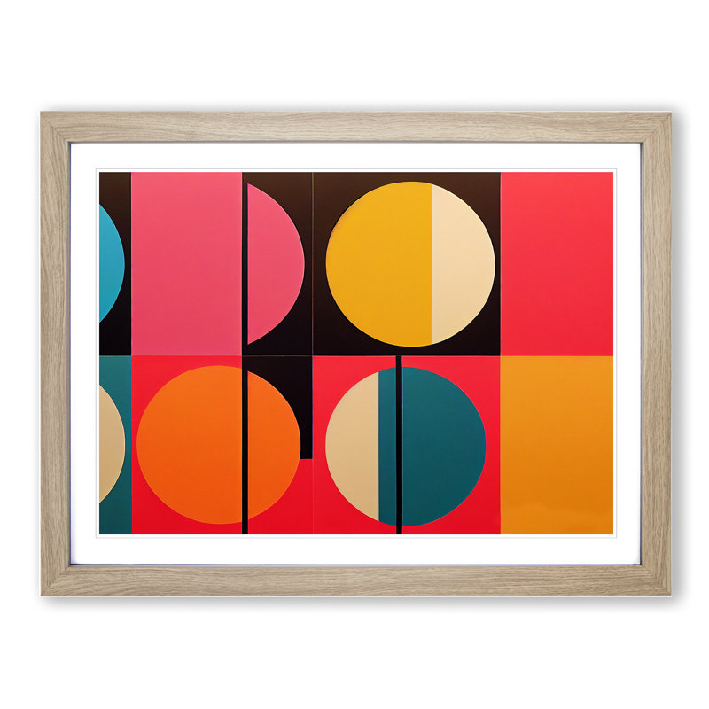 Scandinavian Abstract Vol.2 - Single Picture Frame Painting, 34cm H x 46cm W x 2cm D, Oak 