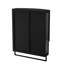 Garde-robe en verre arqué noir à double porte 23,63 po, miroir incassable, rangement en couches, tablette ouverte, salle de bain, peu encombrant, pratique, esthétique