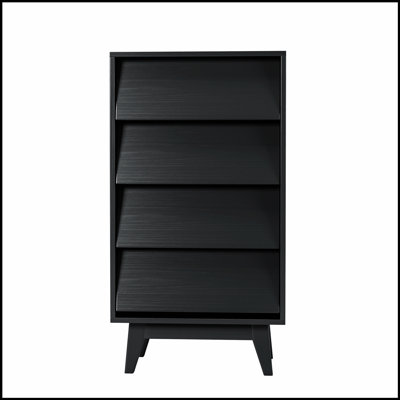 Commode double à 4 tiroirs de style rétro avec design biseauté pour un rangement spacieux et une esthétique élégante