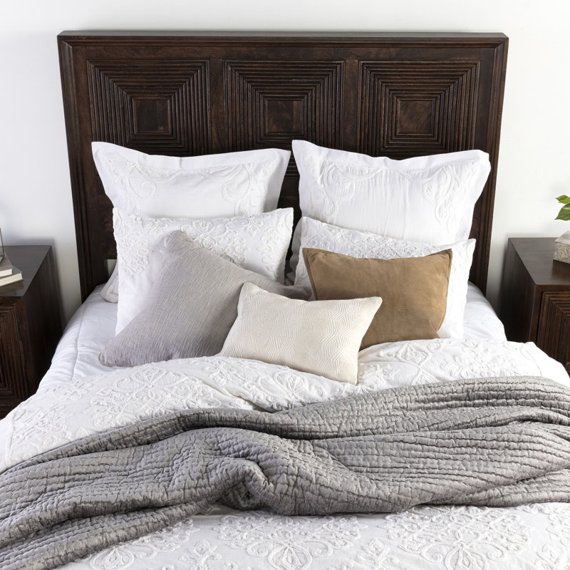 Reagan Damask Cotton Pillow Sham, White