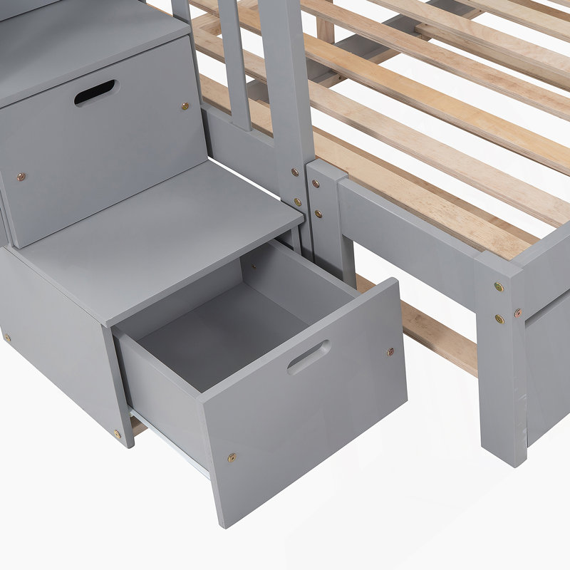 Lit mezzanine avec lit gigogne en bois