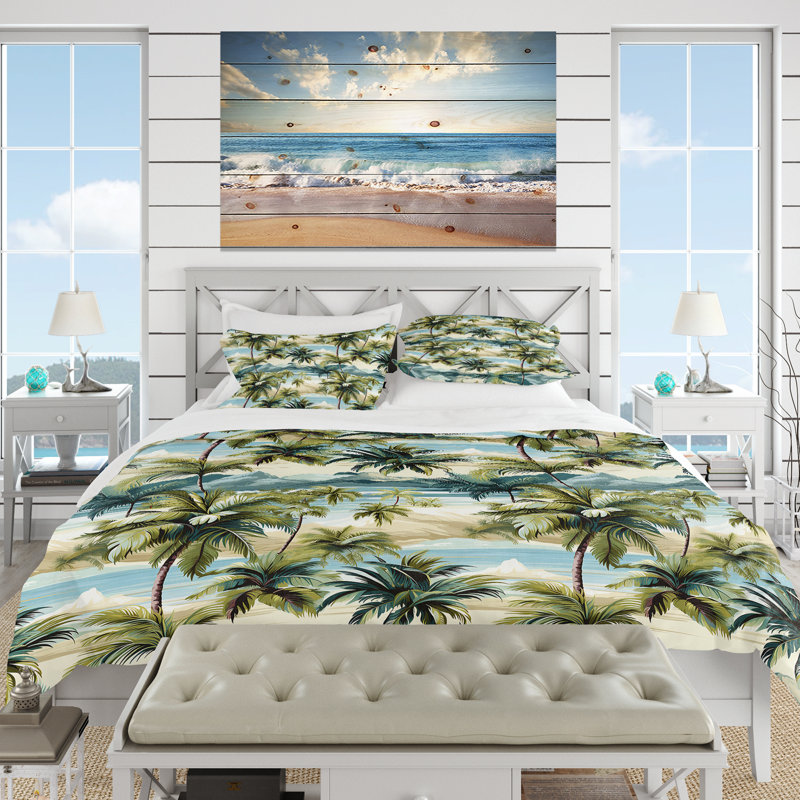 Ensemble de housse de couette Palm Oasis, Housse de couette pour grand lit et 2 taies décor