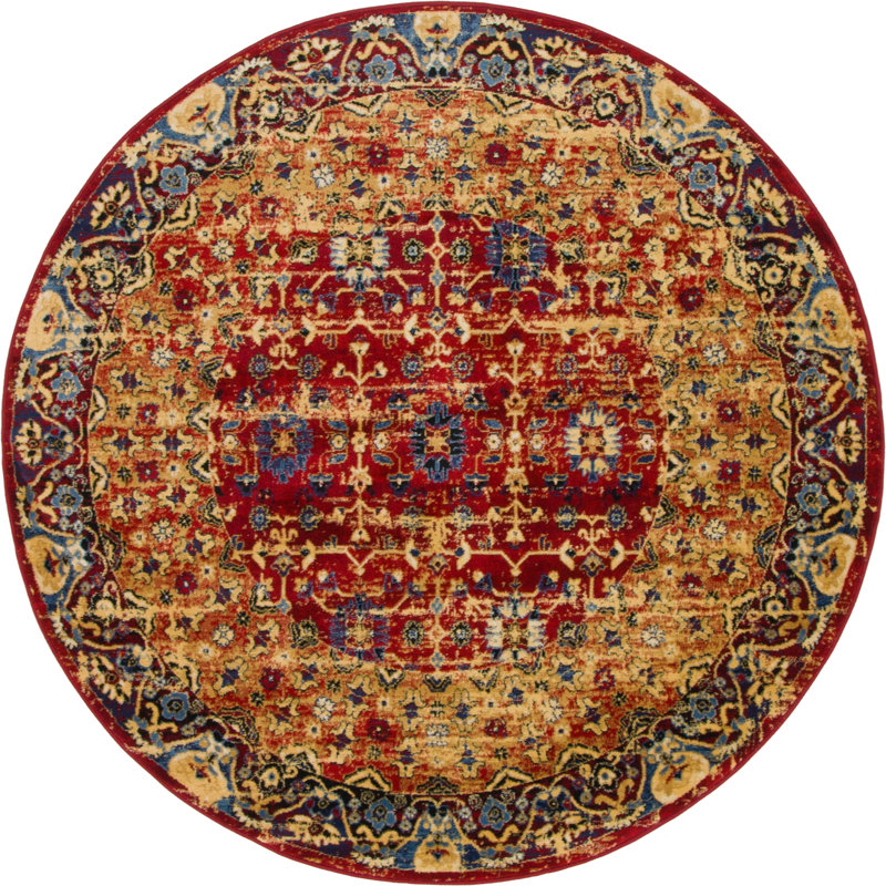 Tapis oriental rouge Angeliya, Rond 5 pi