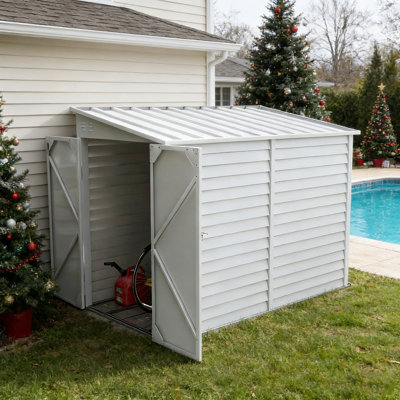 Outdoor Metal Storage Shed With Foundation Kit, Lockable Doors And Gloves For Patio,Lean-To Design