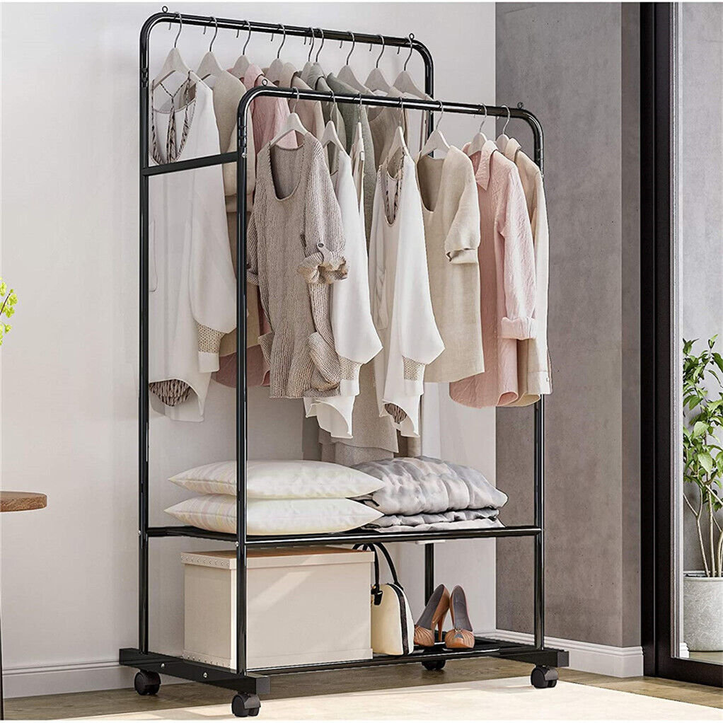 Single Bar Clothing Rack with Feature Ends - Pipe Clothing Rack