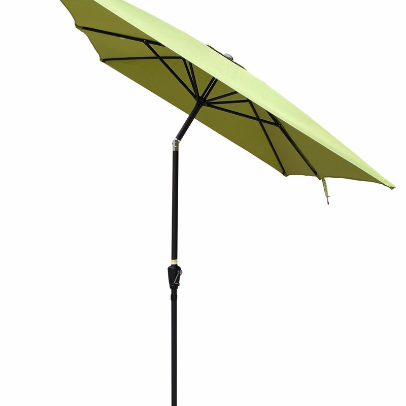 Parasol imperméable d'extérieur 6 x 9 pi avec manivelle et bouton poussoir inclinable sans rabat pour le jardin, Vert citron