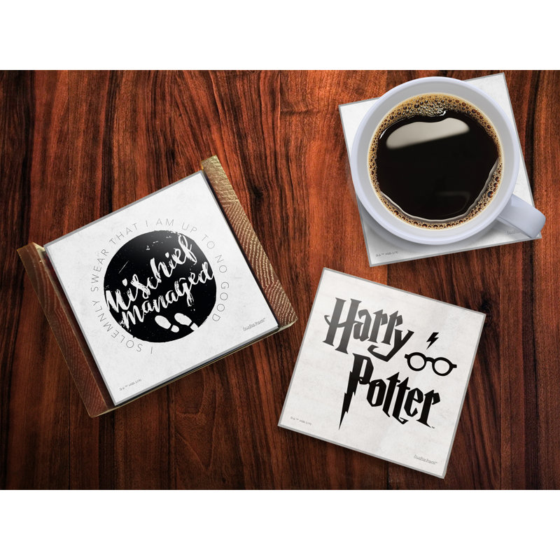 (Symboles) Ensemble de sous-verres en verre Starfire, Harry Potter / Symboles