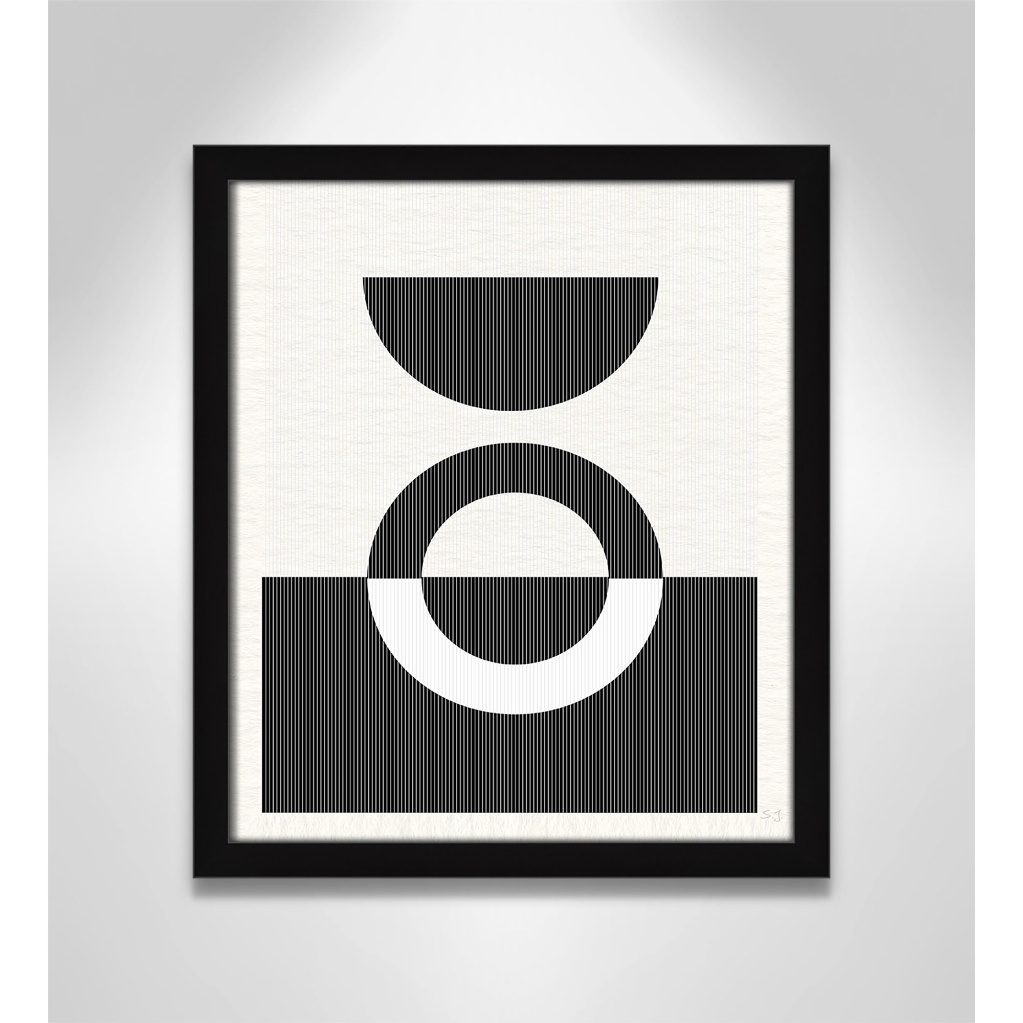 Eclipse III, 15" H x 13" W x 0.75" D, Satin Black Framed