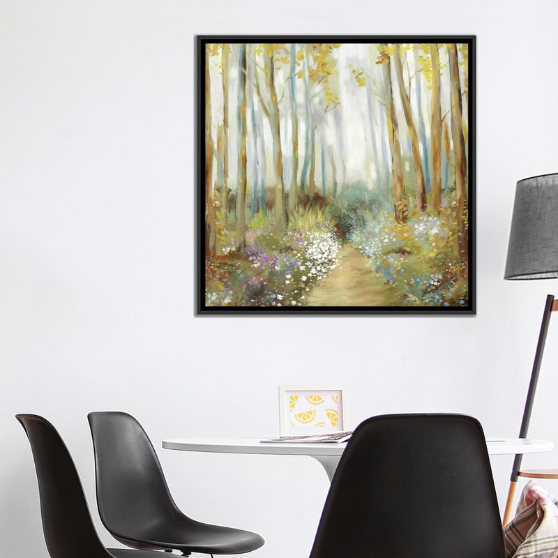 «Misty Trees» par Allison Pearce - reproduction d'art, Pas de tapis, Toile avec cadre noir, H 12 po x l 12 po x P 1,5 po