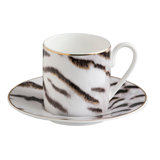 Coffee Cup & Saucer TIGER Set of 2 in Luxury Box diam. 2.3in, H 2.5in, Cap. 4 oz, Saucer diam. 4.75in