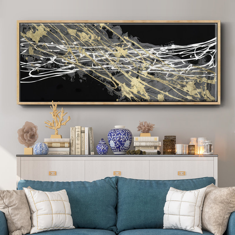 Mistral III en noir - toile encadrée, H 20 po x l 50 po