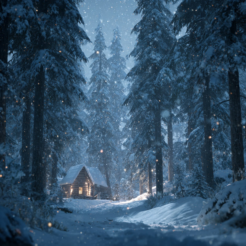 «Deep Winter Pines», art mural sur toile tendue, 40 po x 40 po