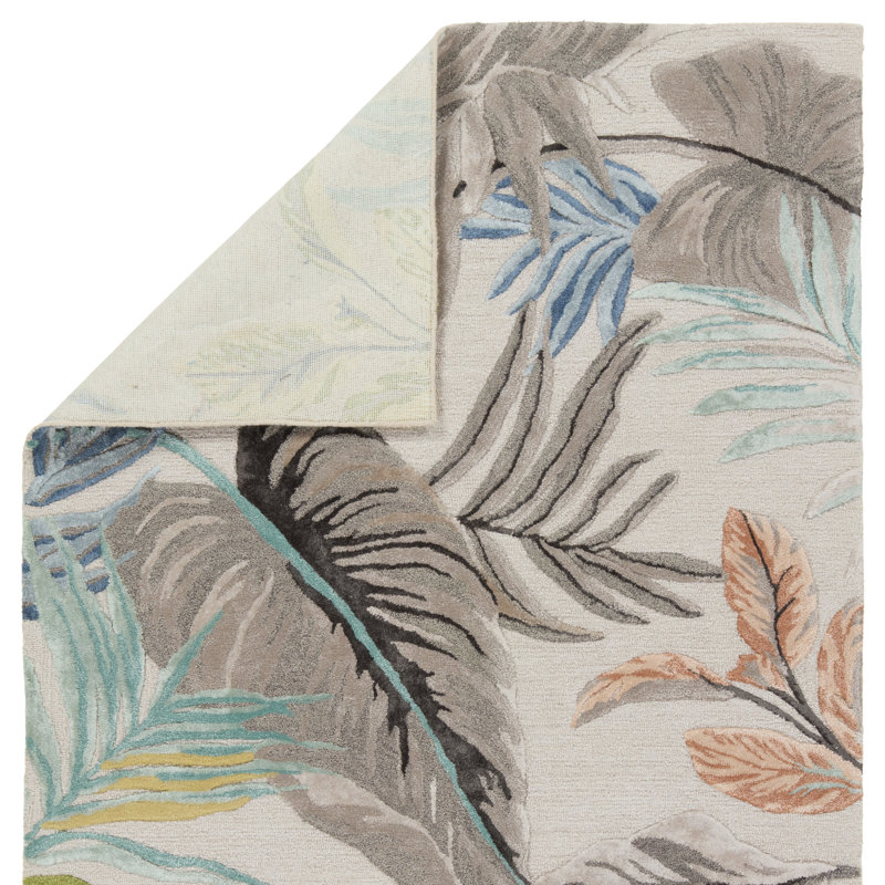 Handmade Tropical Floral Wool and Viscose Rug in Multicolor