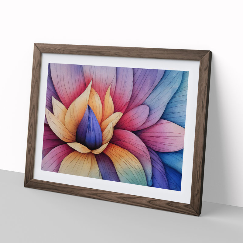 Popular Watercolour Flower - Single Picture Frame Painting, Walnut, 46cm H x 64cm W x 2cm D