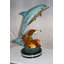 Superbe statue de dauphin, tortue et 2 poissons en bronze - sculpture de jardin unique Boxborough, L 18 po x l 16 po x H 25 po