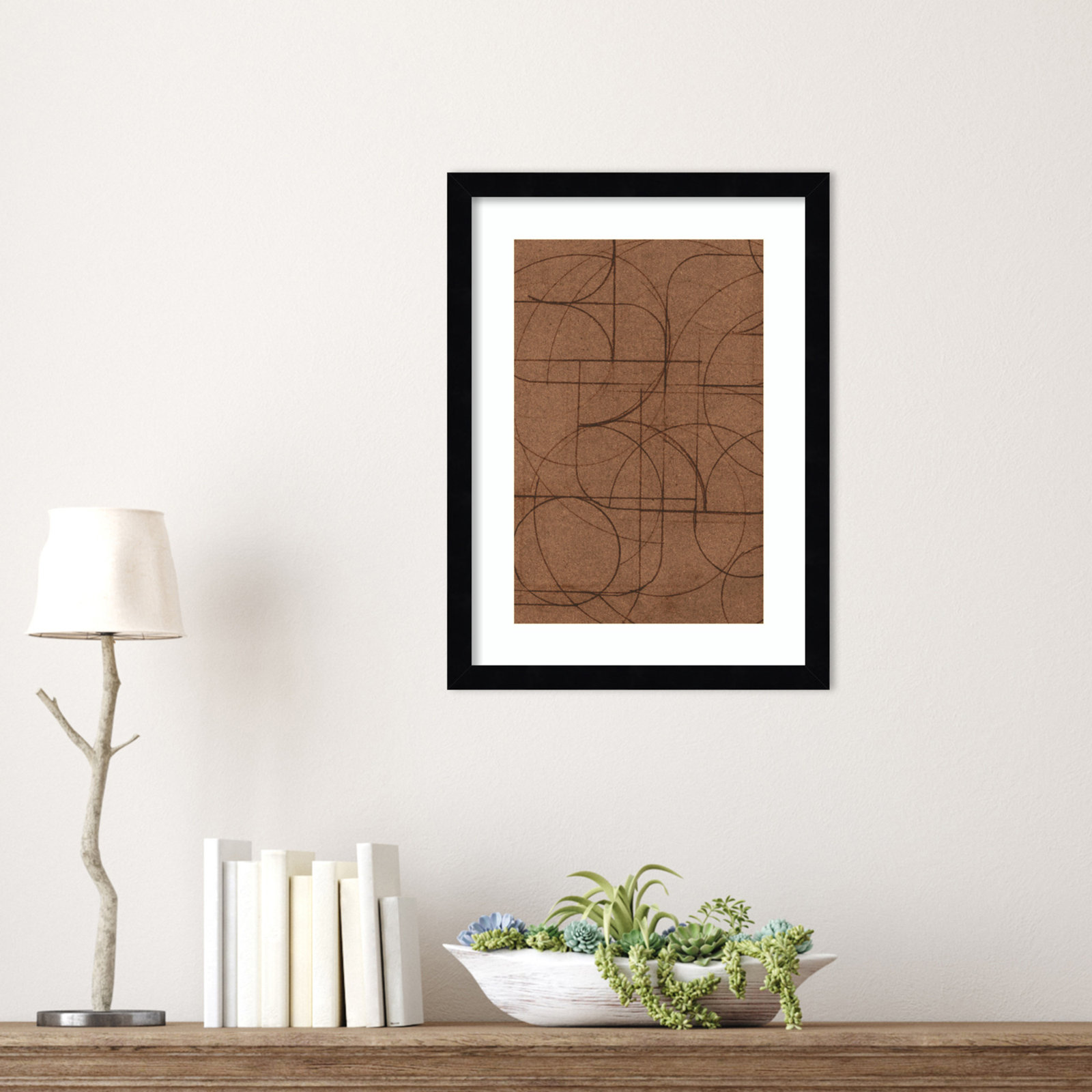 Curved 1 Print by Dan Hobday, 17" H x 13" W, Svelte Noir Black Framed Print with Mat