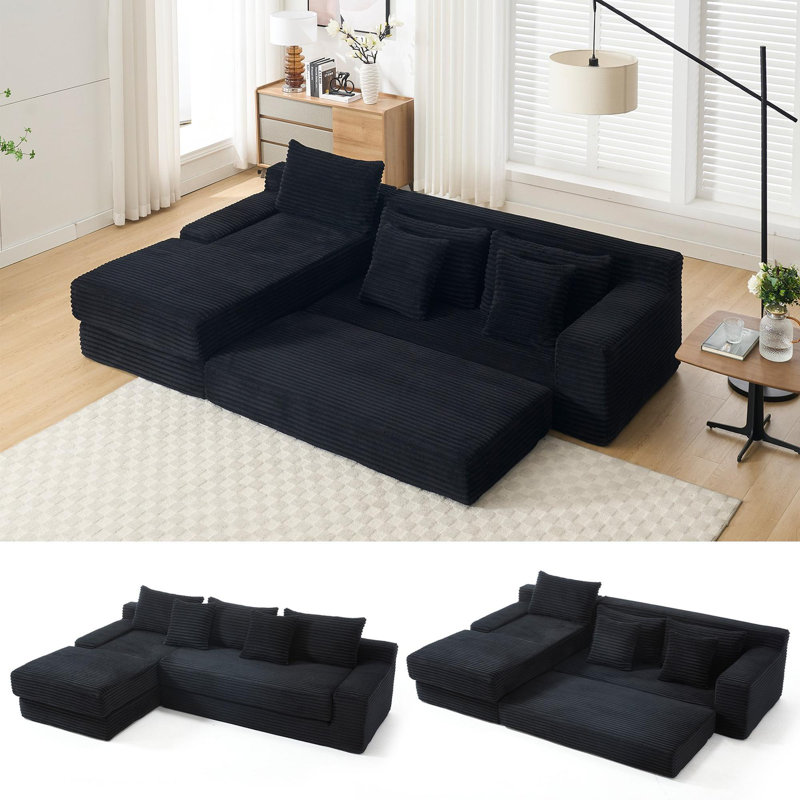 Canapé-lit convertible, Tissu noir