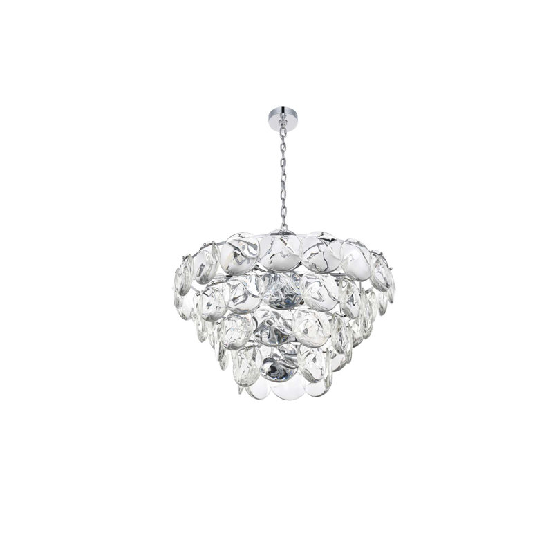 Lustre en cristal 30 pouces Idamay, Chrome chrome