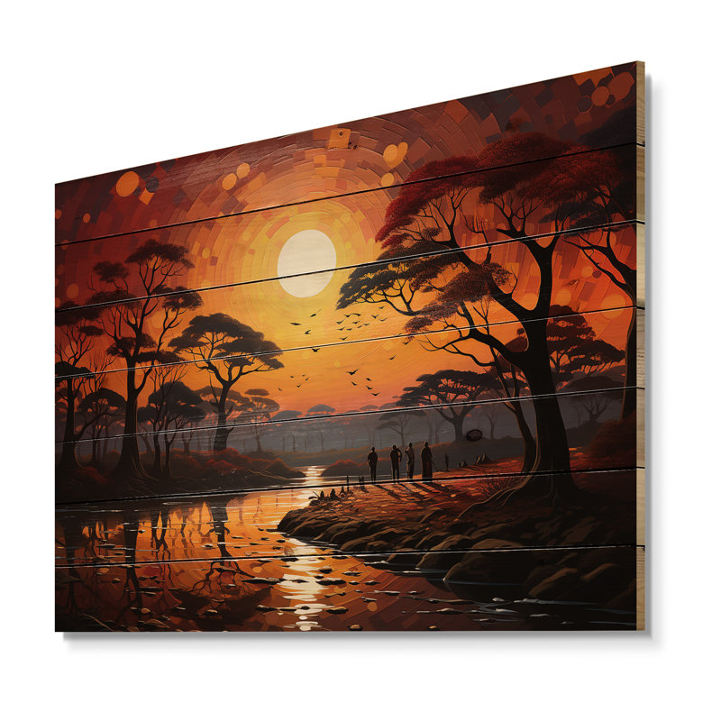 Sérénade de la savane africaine sur impression sur bois, H 24 po x l 32 po x P 0,78 po