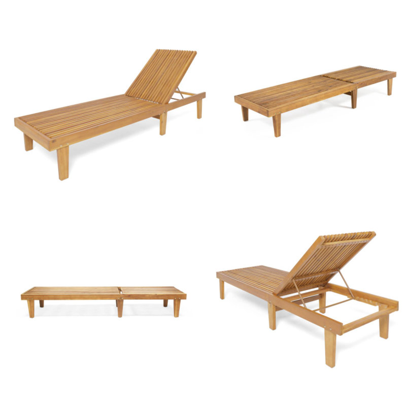 Chaise longue en bois Nadine - Dossier réglable