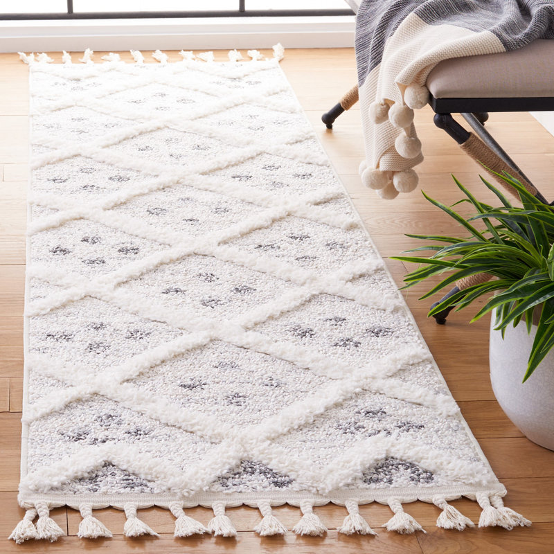 Jeanaya Tassel Shag Performance Geometric Rug, Runner 2'3" x 8'