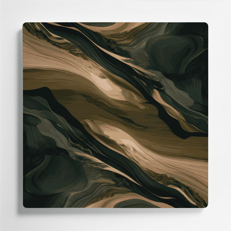 Paysage abstrait, art mural vert en métal 52, H 16 po x l 16 po