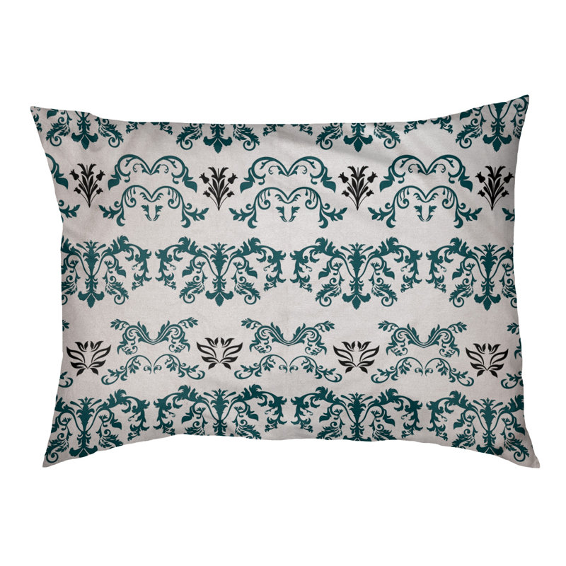 Coussin d'extérieur Houston Football Baroque, Grand (l 50 po x P 40 po x H 6 po), Vert minuit / blanc / noir