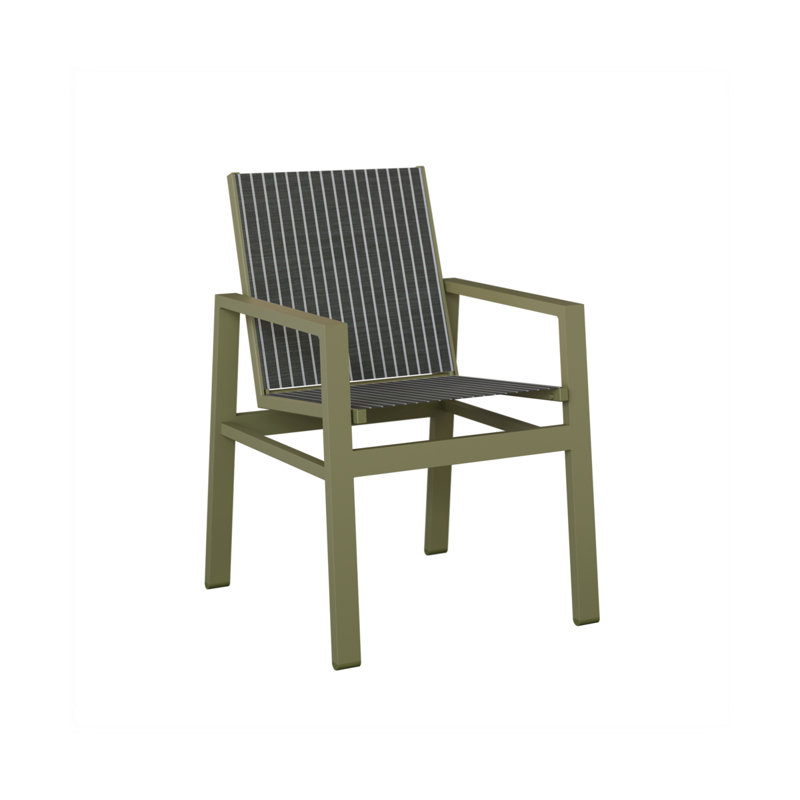 Chaise d'extérieur en aluminium avec tissu Sling Vida, Aluminium vert sauge, Whisper rayé bleu marine
