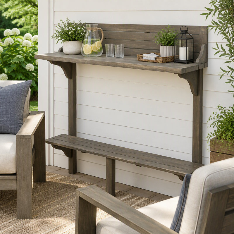 Table de bar d'extérieur en bois d'acacia
