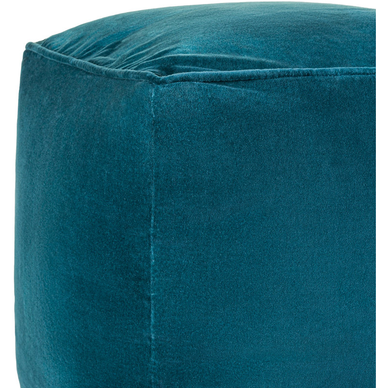 Johnson 16" Square Pouf, Teal Velvet