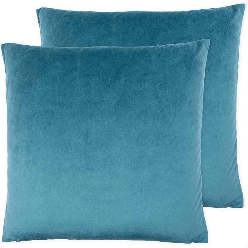 Velvet Pillows Pillow Cover, Teal , 18" H x 18" W