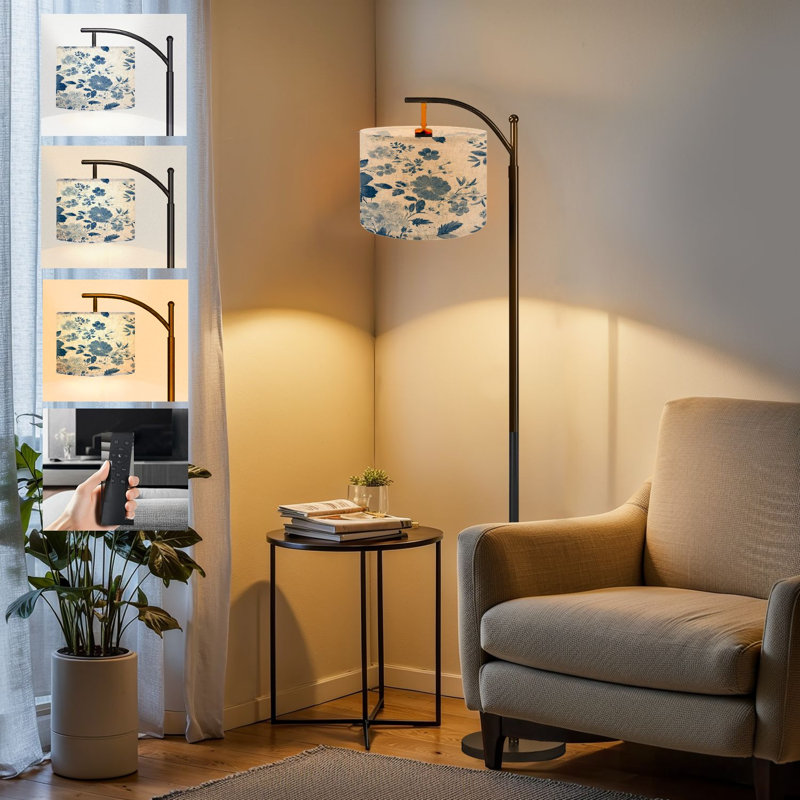  Lampe arc sur pied à motif floral sans couture Denim