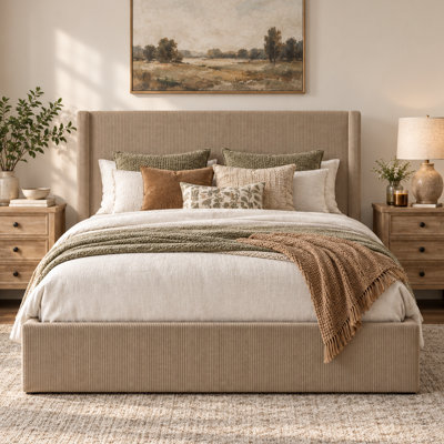 Lugent Corduroy Upholstered Hydraulic Lift Storage Platform Bed