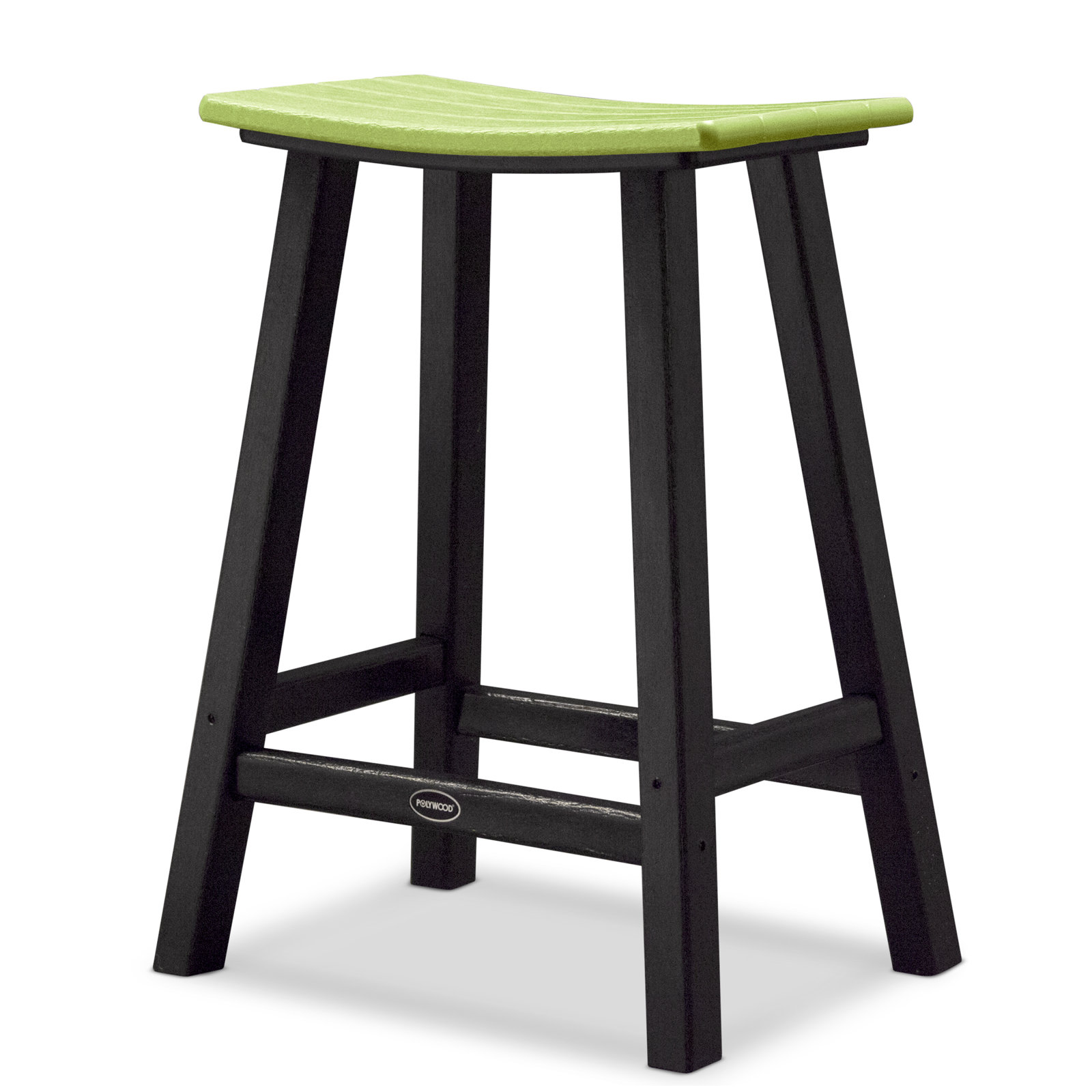 POLYWOOD® Contempo Saddle Counter Stool, Black, Lime