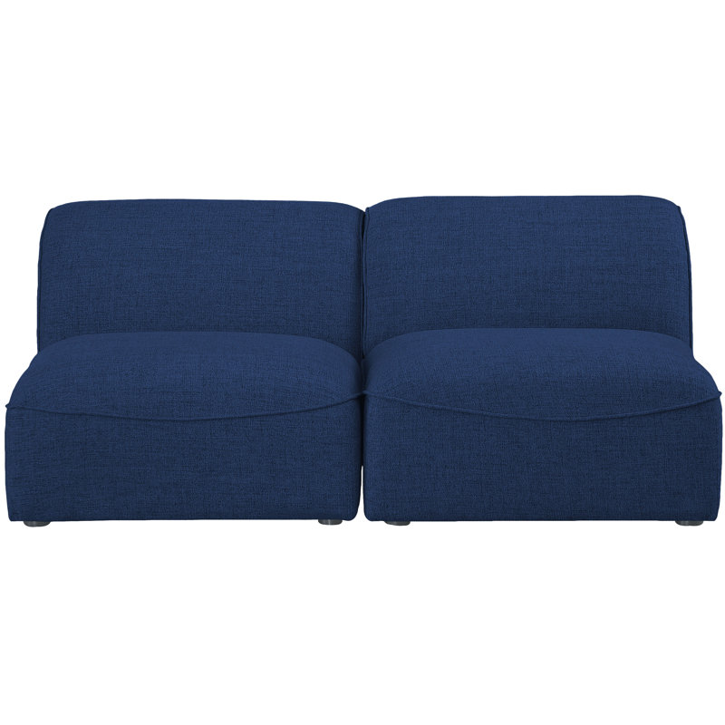 Canapé modulaire en lin Claramae, Tissu texturé en lin bleu marine