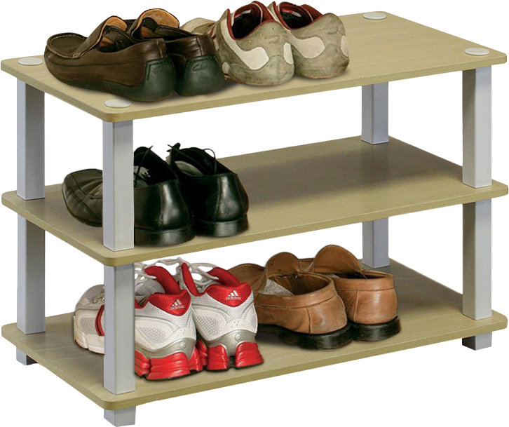 9 Pair Stackable Shoe Rack, Steam Beech/White